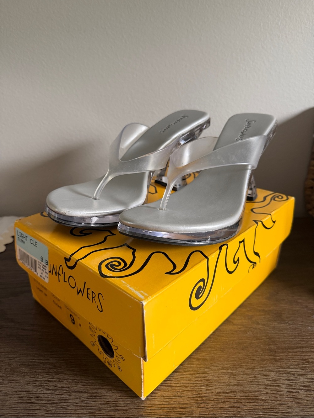 Sunflowers Silver Thong Heel Sandals - Women